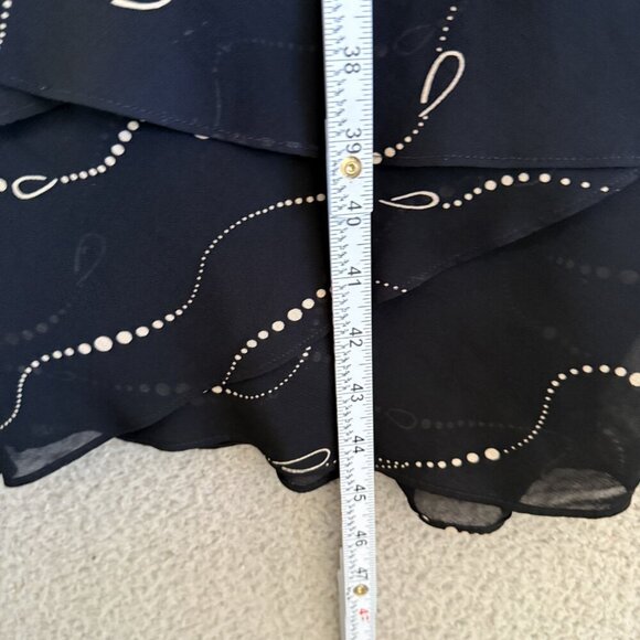 Evan-Picone Dress Black Sleeveless Midi Asymmetrical Dot Print Viscose - Picture 6 of 8